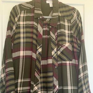 Motherhood Maternity Button Plaid Shirt - Large